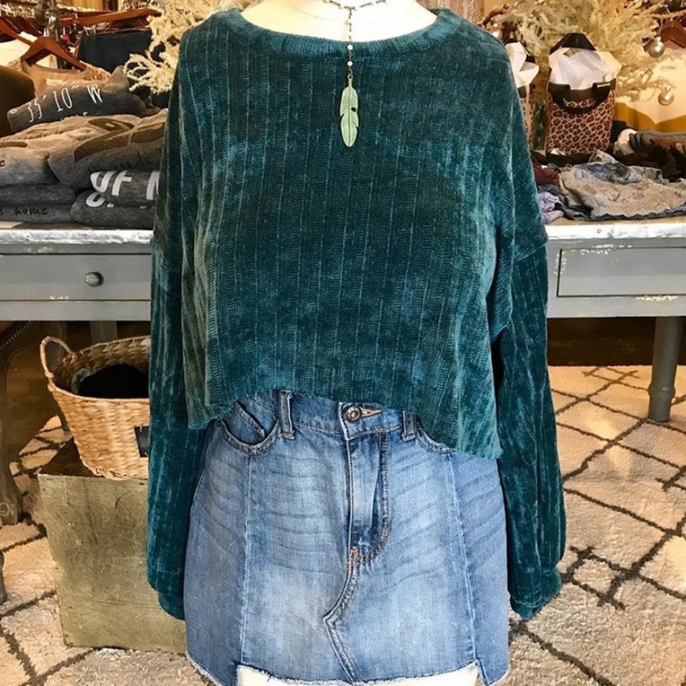 Cropped chenille sweater